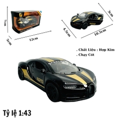 Mô Hình xe bugati đen sọc vàng tỉ lệ 1:43