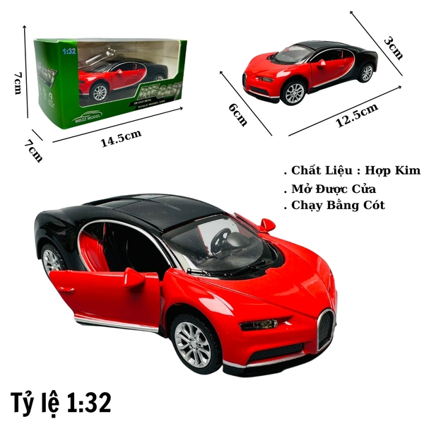 Mô Hình xe Bugati đen đỏ tỉ lệ 1:32