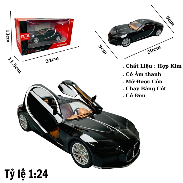 Mô Hình Xe Bugati đen 1.24