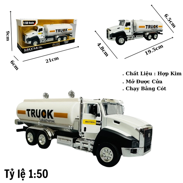 Mô Hình xe bồn tỉ lệ 1:50 Hợp kim có thể mở cửa - bánh sau chạy cót - Dài 19.5cm - rộng 4.8cm - cao 6.5cm - nặng : 300gram - FULL BOX : box màu SKU : oto269 - n3-k5-t3-s4