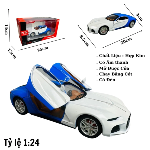 Mô Hình xe bugati xanh trắng 1:24