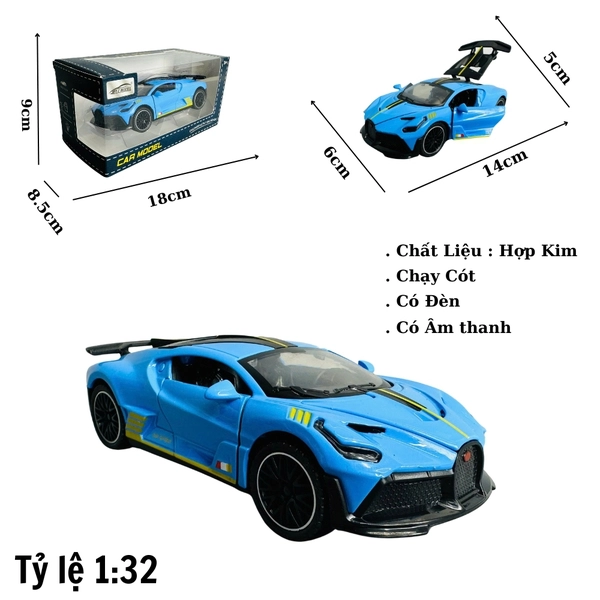 Mô Hình xe Bugati xanh biển tỉ lệ 1:32