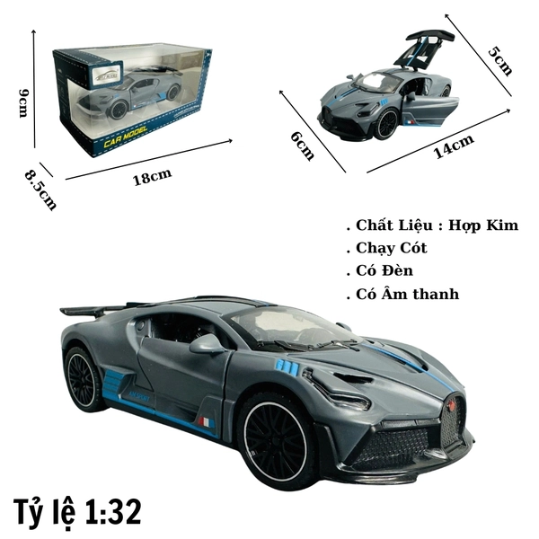 Mô Hình xe Bugati xám tỉ lệ 1:32
