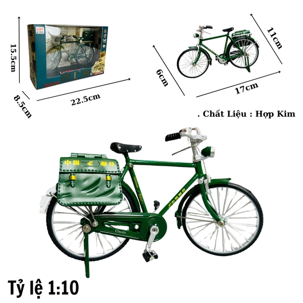 Mô Hình xe đạp xanh thống nhất 1:10