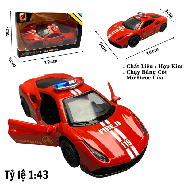 Mô Hình xe Ferrari police 488 GTB Đỏ tỉ lệ 1:43