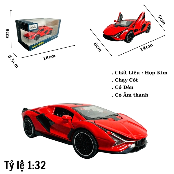 Mô Hình xe Lambor đỏ sian tỉ lệ 1:32