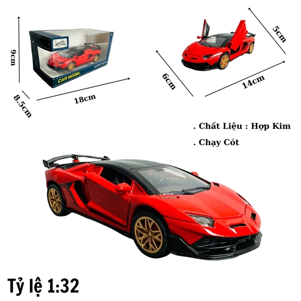 Mô Hình xe Lambor đỏ bánh vàng tỉ lệ 1:32