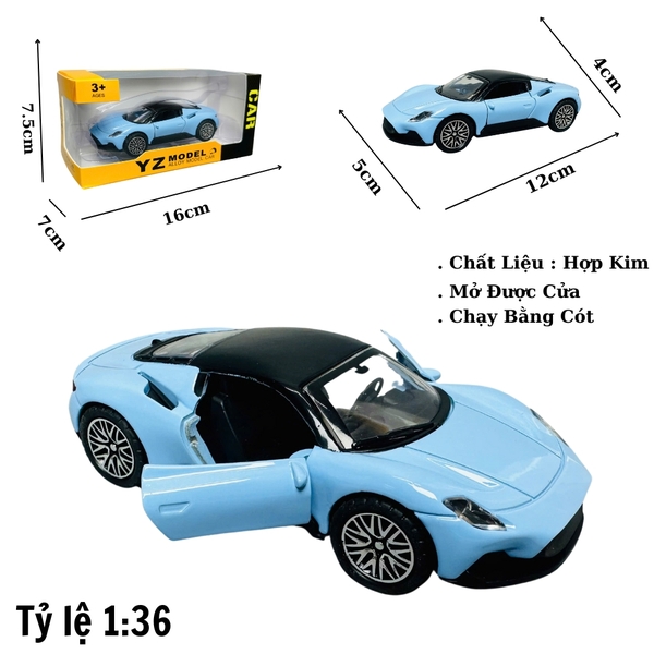 Mô Hình xe Maserati xanh ngọc 1:36