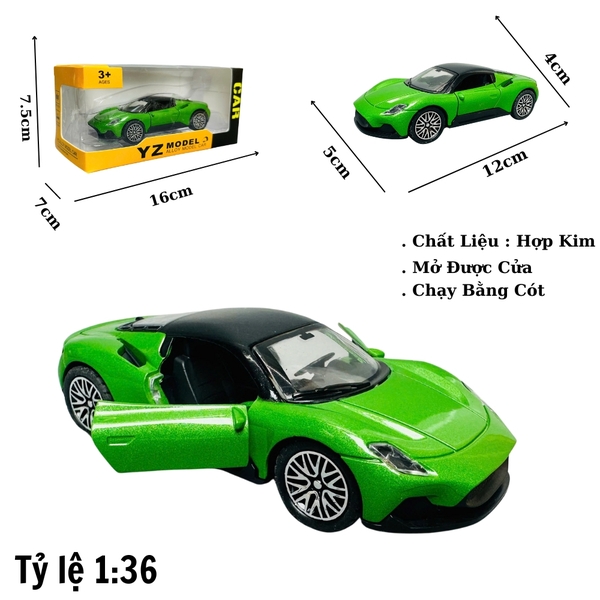 Mô Hình xe Maserati xanh lá 1:36
