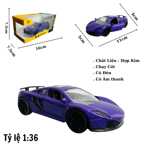 Mô Hình xe mclaren tím mới tỉ lệ 1:36