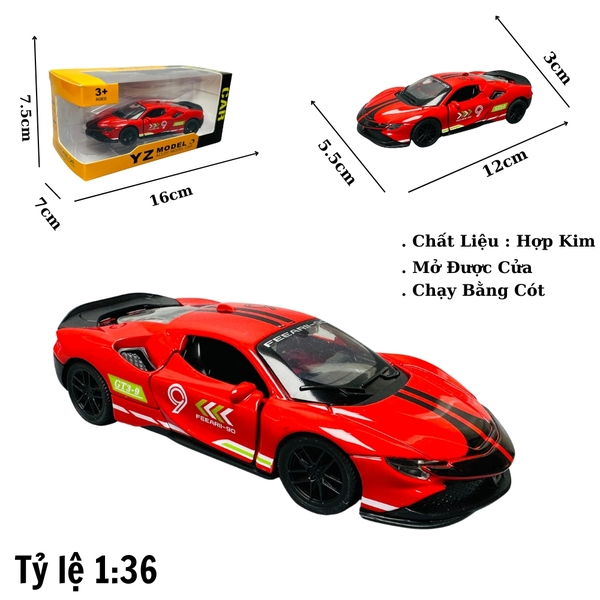 Mô Hình xe McLaren đỏ có họa tiết tỉ lệ 1:36