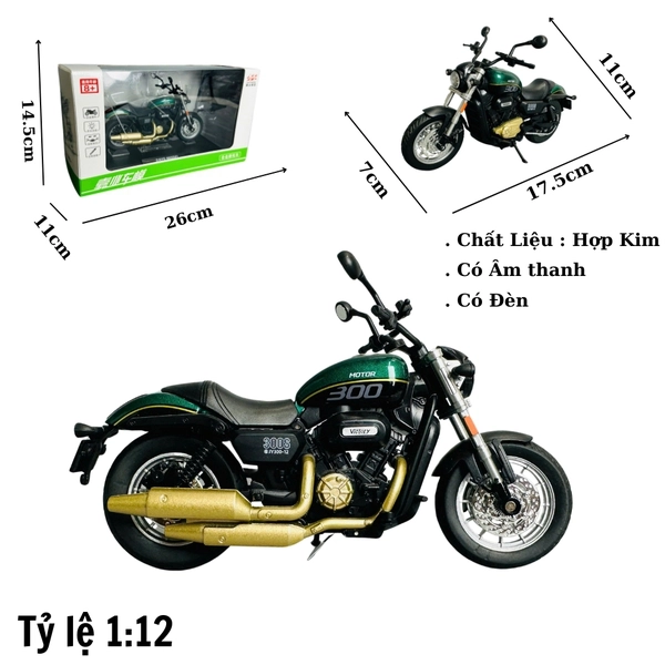 Mô Hình xe máy shan300 1:12 đen