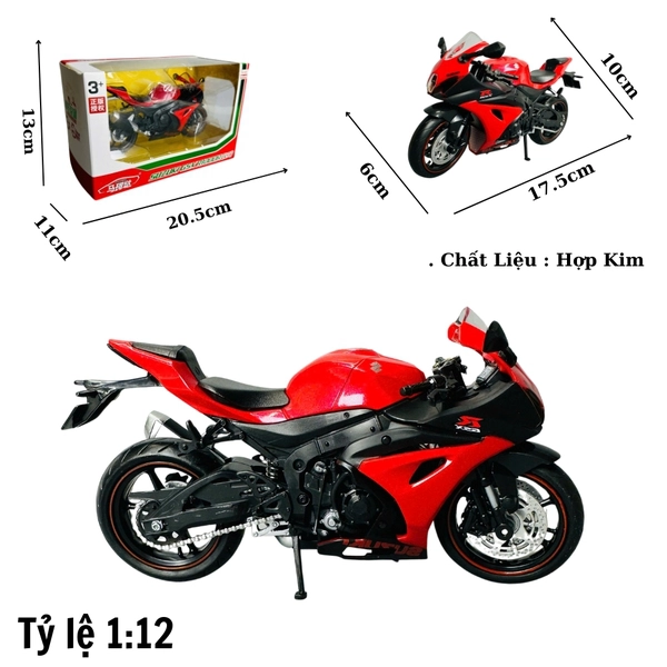 Mô Hình xe máy gsx đỏ đen 1:12