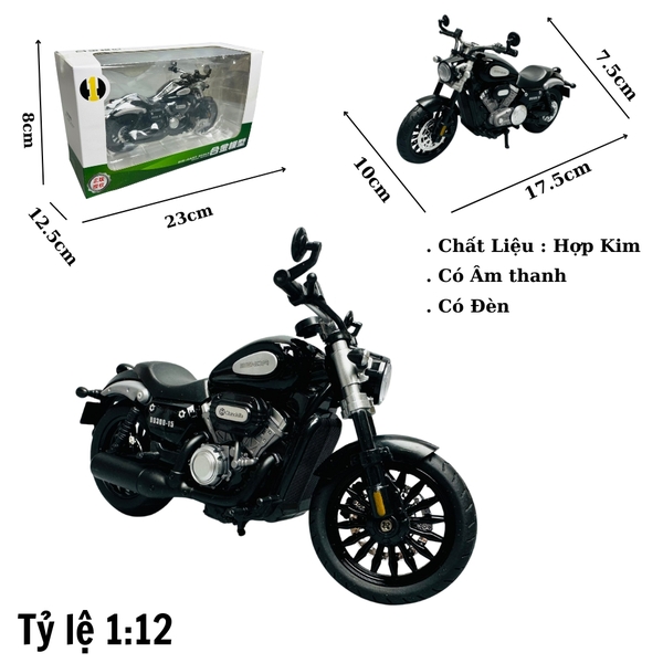 Mô Hình xe máy đen 1:12