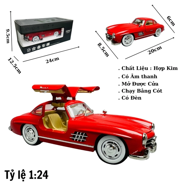 Mô Hình Xe mẹc cổ màu đỏ 1:24