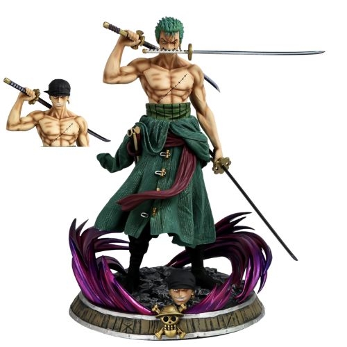Mô Hình Đồ Chơi - Mô Hình Zoro Cao 36cm + 2 đầu thay thế