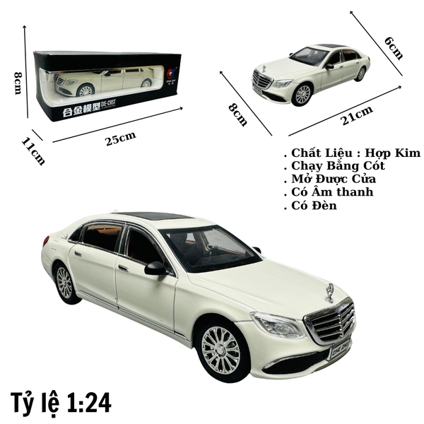Mô Hình xXe mẹc E300 trắng 1:24