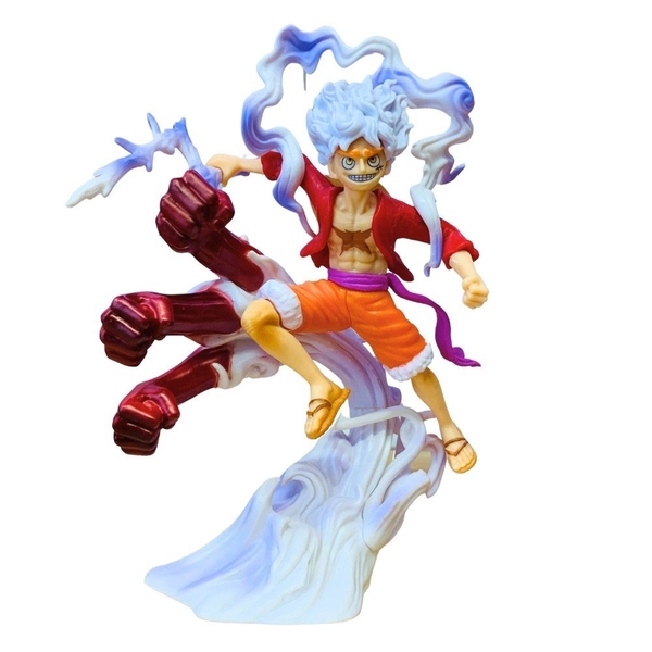 Mô hình đồ chơi - Luffy Gear 5 Nika đỏ bản có vũ khí cầm tay haki 3 đấm siêu đẹp