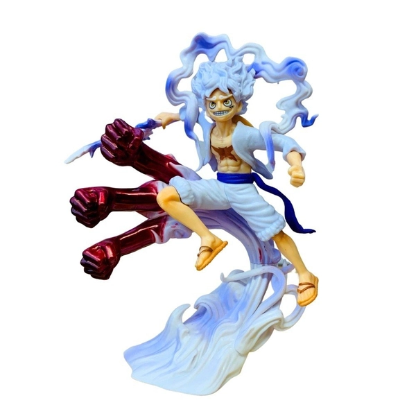Mô hình đồ chơi - Luffy Gear 5 Nika trắng bản có vũ khí cầm tay haki 3 đấm siêu đẹp