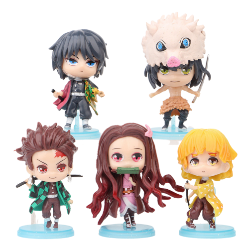 Mô hình đồ chơi -Combo 5 em figure Tanjirou , Nezuko , Zenitsu , Inosuke , Giyuu