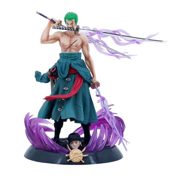 Mô Hình Đồ Chơi - Zoro đứng 2 đầu + 3 kiếm + 3haki