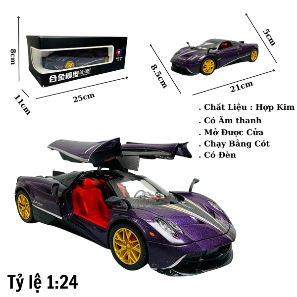 Mô Hình xe Pagani tím tỉ lệ 1:24 Hợp kim