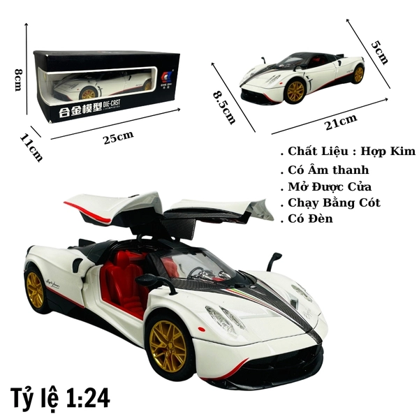 Mô Hình xe Pagani trắng tỉ lệ 1:24