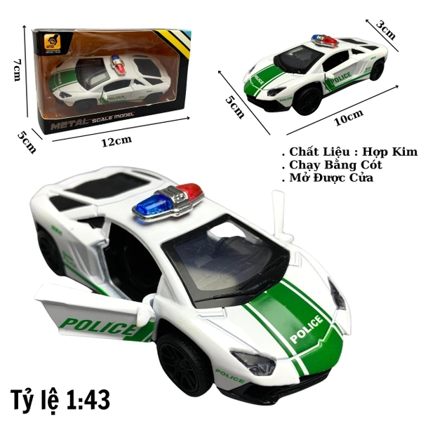 Mô Hình xe police Lamborghini Huracan Trắng tỉ lệ 1:43