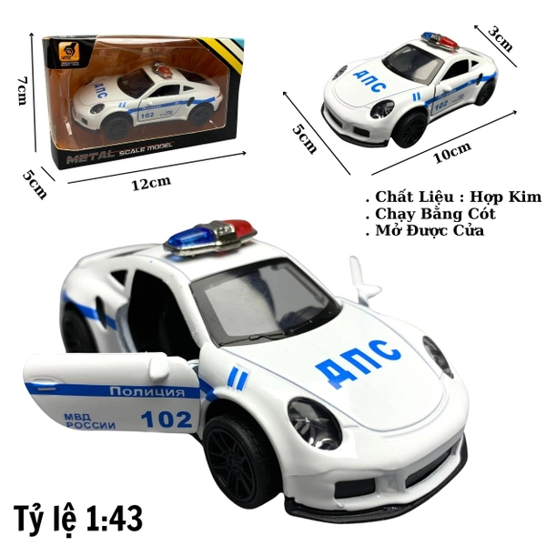 Mô Hình xe police Porsche 911 trắng tỉ lệ 1:43
