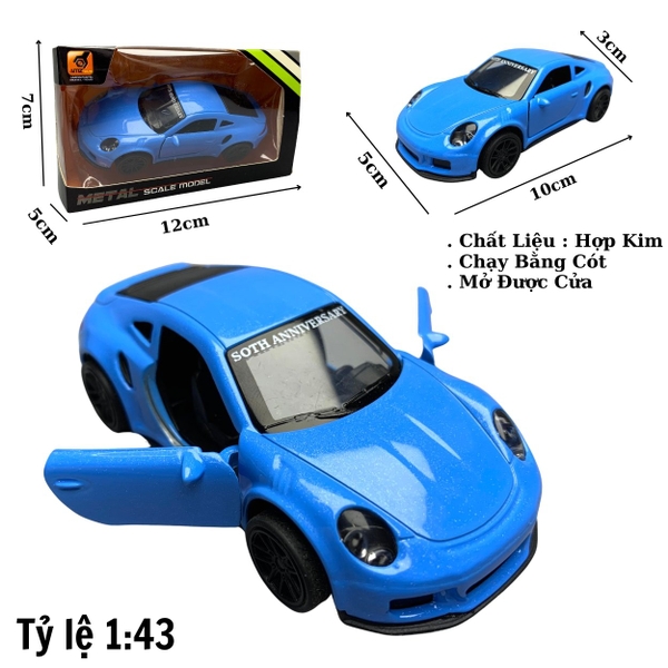 Mô Hình xe Porsche 911 màu xanh tỉ lệ 1:43