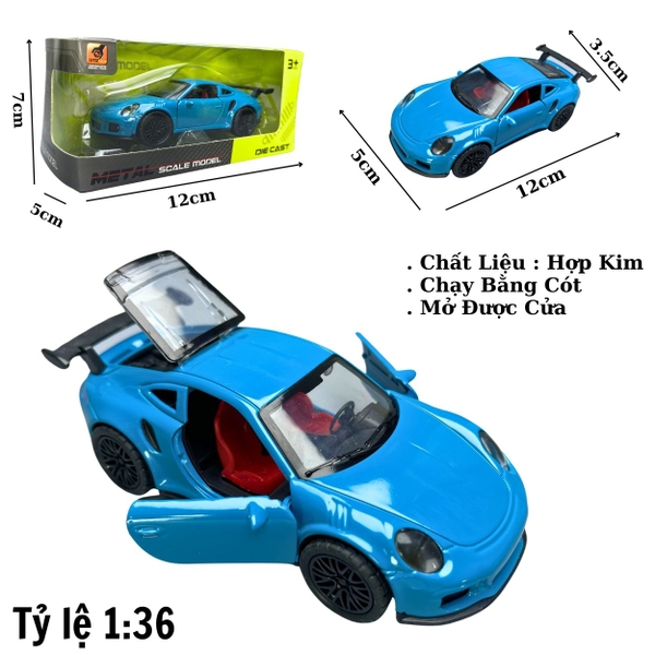 Mô Hình xe Porsche 911 màu xanh trời - tỉ lệ 1:36