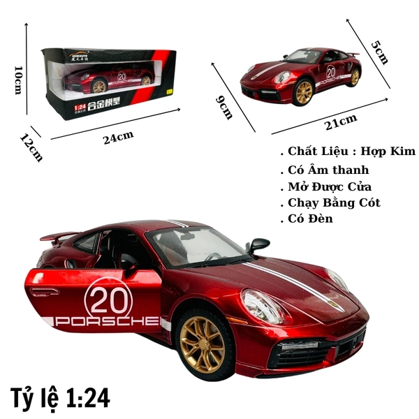 Mô Hình xe poscher đỏ tỉ lệ 1:24