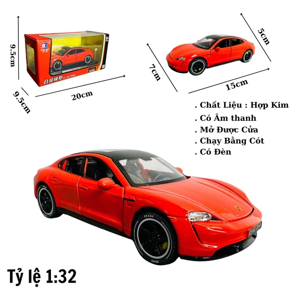 Mô Hình xe poscher taycan đỏ tỉ lệ 1:32