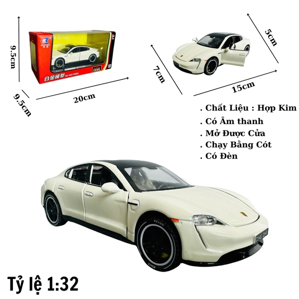Mô Hình xe poscher taycan trắng tỉ lệ 1:32