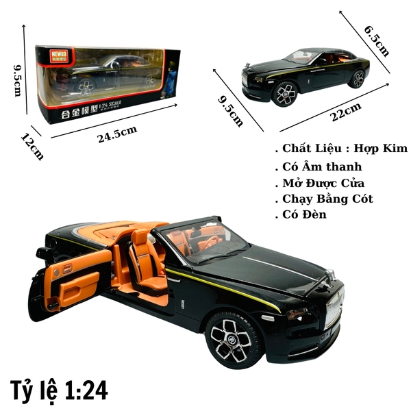 Mô Hình Xe Roll royce đen 1.24