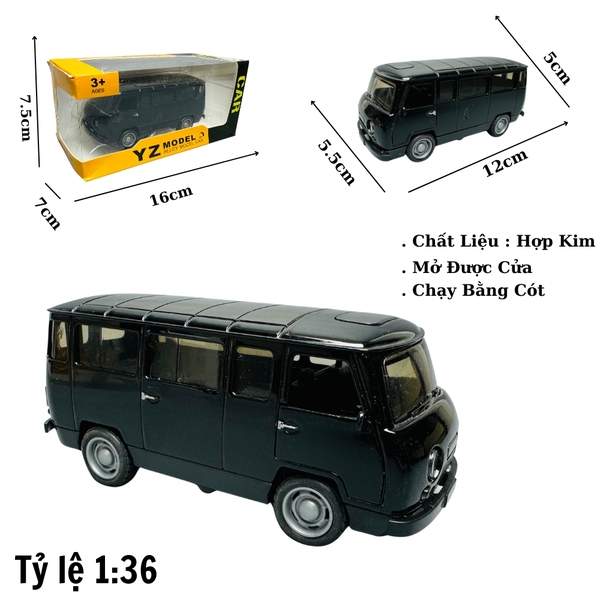 Mô Hình xe uaz đen tỉ lệ 1:36