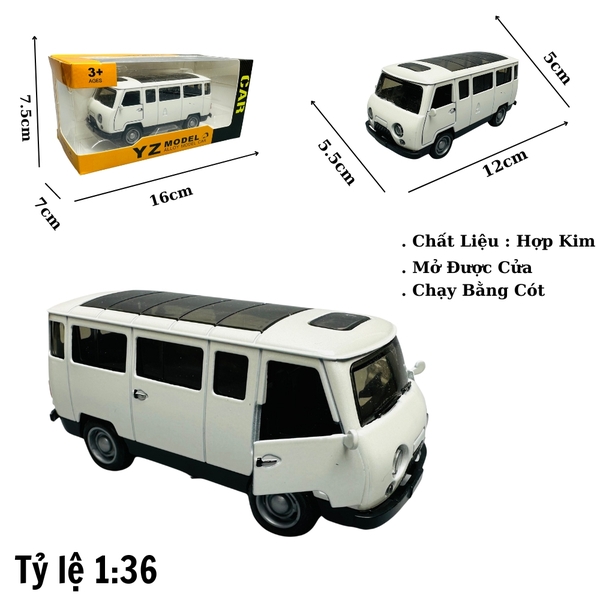 Mô Hình xe uaz trắng tỉ lệ 1:36