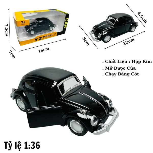 Mô Hình xe volkswagen beetle đen tỉ lệ 1:36