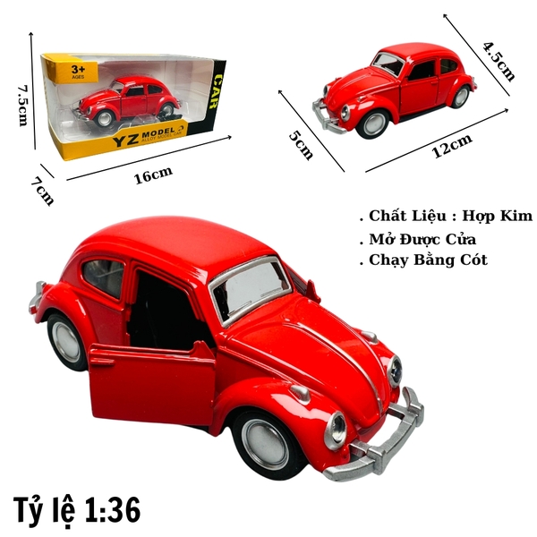 Mô Hình xe volkswagen đỏ tỉ lệ 1:36