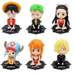 Bộ Mô Hình OnePiece Lắc Đầu 6 Nhân Vật Cao 11cm