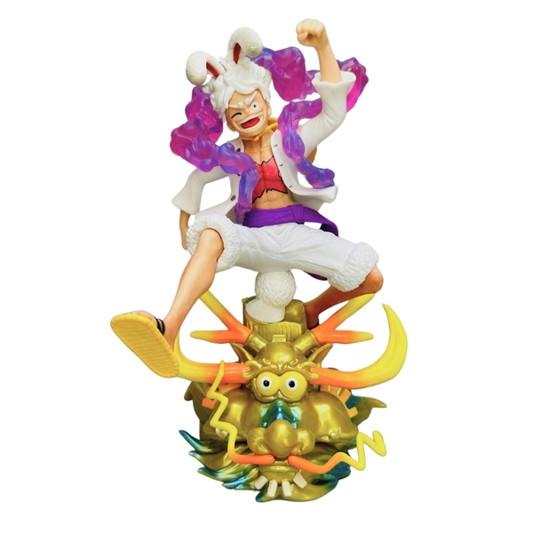 Mô Hình Luffy Gear 5 Tai Thỏ Cưỡi Rồng - Cao 22cm