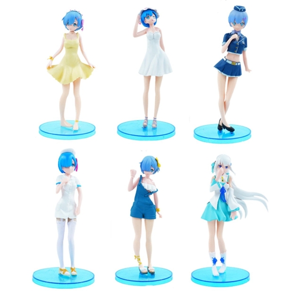 Mô Hình RE:ZERO Bộ 6 Nhân Vật Rem Cao 17cm