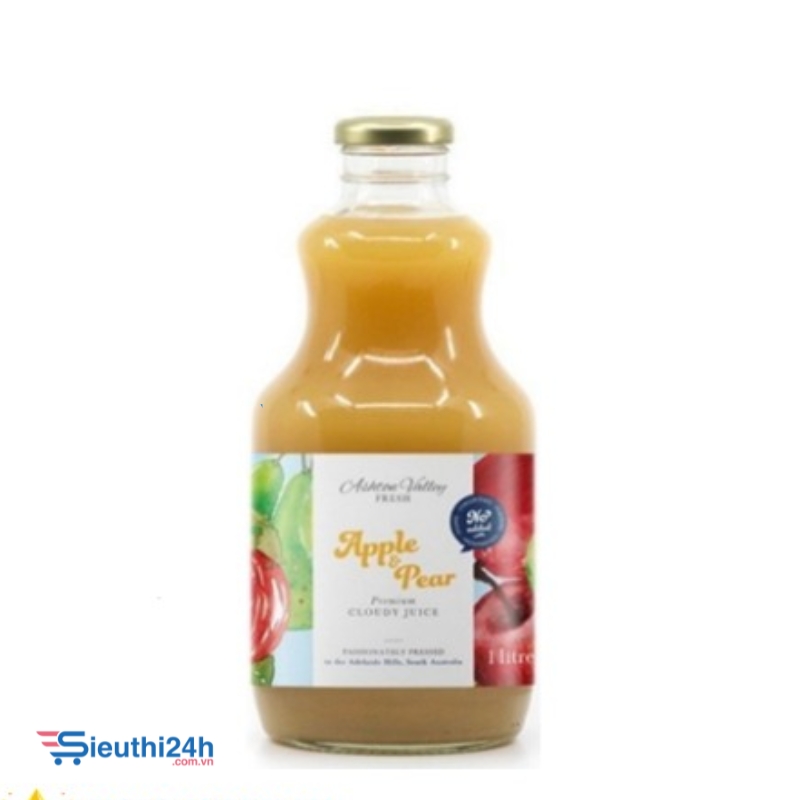 Nước lê và táo tươi ép đục nguyên chất không thêm đường 1l (Cloudy Apple & Pear)