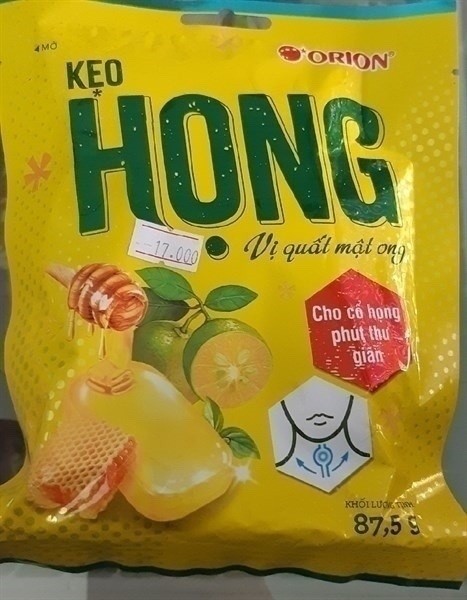 KẸO NGẬM HỌNG ORION VỊ QUẤT MẬT ONG GÓI 87,5G AYĐ