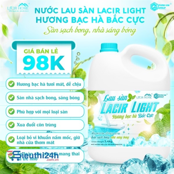 Nước giặt Lacir light hương bạc hà 3,4 kg