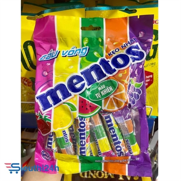 Kẹo Mentos Cầu Vồng Hương Trái Cây 240g (24 thỏi X 10g )