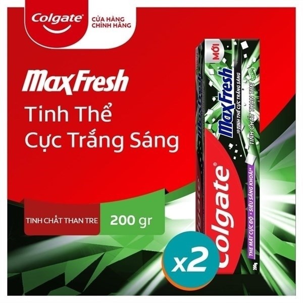 Kem đánh răng Colgate maxfresh tinh chất than tre the mát dài lâu 10X với tinh thể cực trắng sáng 200g