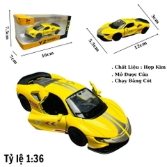 Mô Hình xe Mclaren vàng có họa tiết tỉ lệ 1:36 Hợp kim có thể mở cửa - bánh sau chạy cót