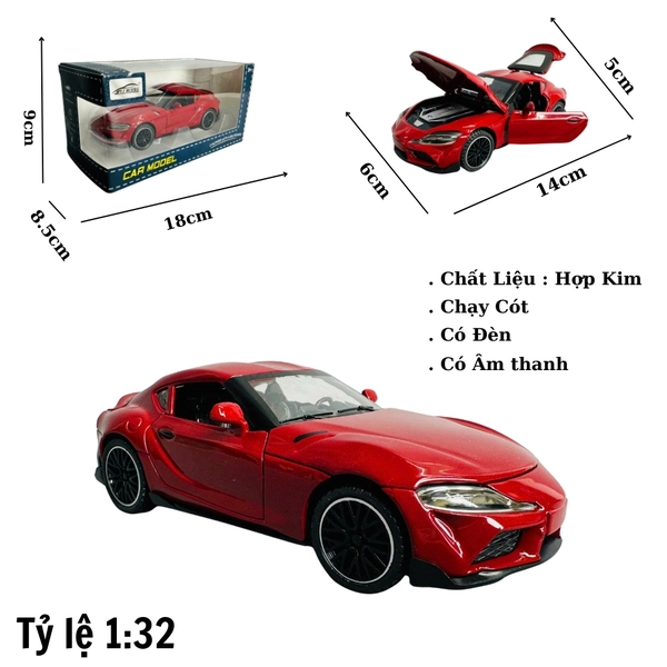 Mô Hình xe Toyota đỏ tỉ lệ 1:32 Hợp kim có thể mở cửa - bánh sau chạy cót - Dài 14cm - rộng 6cm - cao 5cm - nặng : 500gram - FULL BOX : box màu SKU : oto367 n3-k1-t3-s1