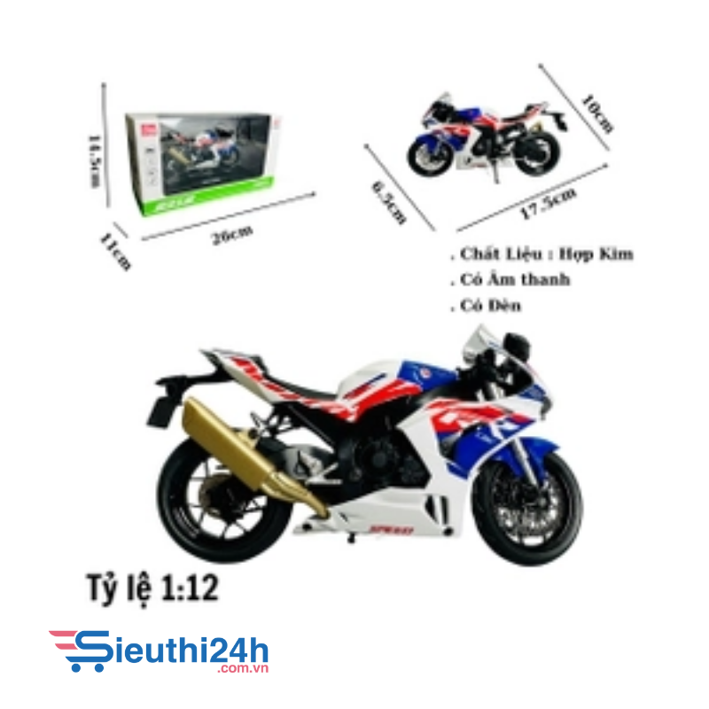 Mô Hình xe máy cbr1000 1:12 xanh đỏ trắng